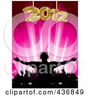 Poster, Art Print Of Silhouetted Dj And Crowd Under A Golden 2012 On Pink
