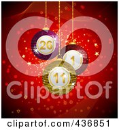 Poster, Art Print Of 3d Bingo Christmas Baubles Over Red Sparkles And Waves