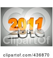 Royalty Free RF Clipart Illustration Of A 3d Orange 2011 On Top Of A White 2010 Over Gray by chrisroll