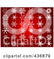 Poster, Art Print Of Digital Collage Of Snowflake Designs On Red