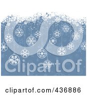 Poster, Art Print Of Blue Retro Christmas Background With Baubles And White Snow Grunge