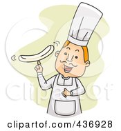 Poster, Art Print Of Happy Chef Making Dough Over Green