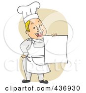 Happy Chef Holding Up A Menu Over Tan