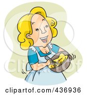 Royalty Free RF Clipart Illustration Of A Happy Woman Beating Eggs Over Green
