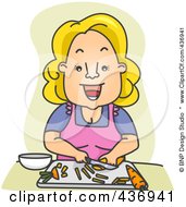 Royalty Free RF Clipart Illustration Of A Happy Woman Slicing Carrots