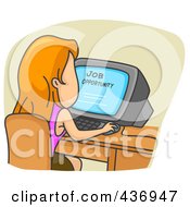 Poster, Art Print Of Woman Looking For Jobs Online