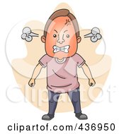 Royalty Free RF Clipart Illustration Of A Mad Man With Smoke Flaring From His Ears