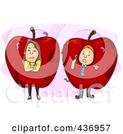 Royalty Free RF Clipart Illustration Of Bad Apple Employees Over Pink by BNP Design Studio
