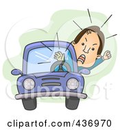 Angry Man Waving His Fist While Stuck In Traffic