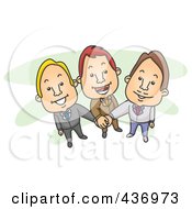 Royalty Free RF Clipart Illustration Of A Team Of Businessmen With Their Hands All In