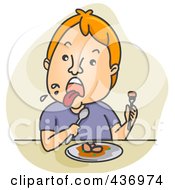 Royalty Free RF Clipart Illustration Of A Picky Eater Sticking His Tongue Out Over Green
