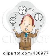 Businessman Juggling Time Over Gray