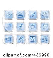 Poster, Art Print Of Digital Collage Of Blue And Silver Application Icons