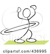 Royalty Free RF Clipart Illustration Of A Stickler Stick Person Using A Hula Hoop 2 by Johnny Sajem