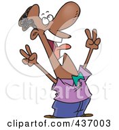 Royalty Free RF Clipart Illustration Of A Victorious Black Businessman Shouting by toonaday