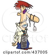 Royalty Free RF Clipart Illustration Of A Man Beat Up By A Computer