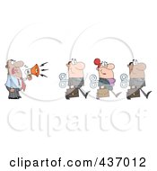 Poster, Art Print Of Hispanic Businessman Yelling After His Wind Up Employees With A Megaphone