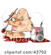 Clipart Illustration Of A Baby Artist Covered In Splatters Of Wet Paint