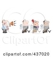 Poster, Art Print Of Caucasian Businessman Yelling After His Wind Up Employees With A Megaphone