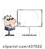 Poster, Art Print Of Caucasian Tv Show Host Presenting A Blank Board