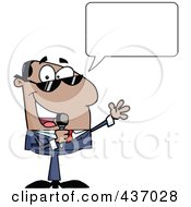 Royalty Free RF Clipart Illustration Of A Hispanic Tv Show Host With A Speech Bubble Talking Through A Microphone