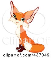 Royalty Free RF Clipart Illustration Of A Cute Fox Sitting by Pushkin