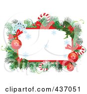 Royalty Free RF Clipart Illustration Of A Christmas Frame Of Branches Candy Canes Snowflakes Bows And Baubles