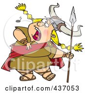 Poster, Art Print Of Blond Female Viking Singing A Song And Holding A Spear