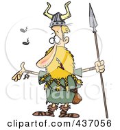 Poster, Art Print Of Skinny Blond Male Viking Holding A Speark And Singing