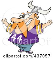 Viking Fan Wearing A Purple Shirt And Helmet And Cheering