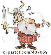 Poster, Art Print Of Old Male Viking Holding A Sword And Singing