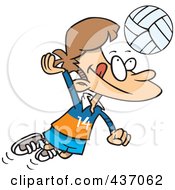 Royalty Free RF Clipart Illustration Of A Cartoon Boy Hitting A Volleyball