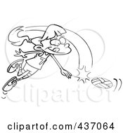 Royalty Free RF Clipart Illustration Of A Black And White Outline Design Of A Girl Whacking A Volleyball by toonaday