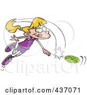 Poster, Art Print Of Cartoon Girl Whacking A Volleyball
