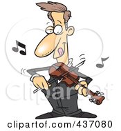 Cartoon Man Standing And Playing A Violin