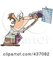 Royalty Free RF Clipart Illustration Of A Caucasian Businessman Viewing A Chart With Binoculars by toonaday