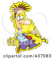 Royalty Free RF Clipart Illustration Of A Cartoon Businessman Being Electrocuted By A Wire