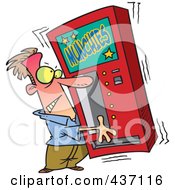 Cartoon Man Shaking A Munchies Vending Machine