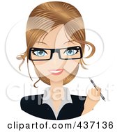 Royalty Free RF Clipart Illustration Of A Dirty Blond Female Secretary Holding A Pen by Melisende Vector