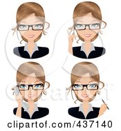 Poster, Art Print Of Digital Collage Of Dirty Blond Female Secretary Faces