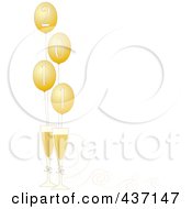 Poster, Art Print Of Border Of Golden 2011 New Year Party Balloons With Champagne Glasses