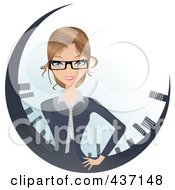 Royalty Free RF Clipart Illustration Of A Professional Dirty Blond Businesswoman In A Circle Of Skyscrapers by Melisende Vector