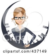 Royalty Free RF Clipart Illustration Of A Dirty Blond Corporate Businesswoman In A Circle Of Skyscrapers