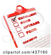 Poster, Art Print Of 3d Rating Check List On A Red Clipboard - 1