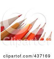 Royalty Free RF Clipart Illustration Of 3d Orange And Red Sharp Pencils Pointed Upwards