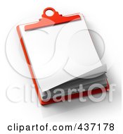 Royalty Free RF Clipart Illustration Of 3d Blank Papers On A Red Clipboard by Tonis Pan