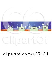 Poster, Art Print Of Website Banner Of Four Happy Green Aliens