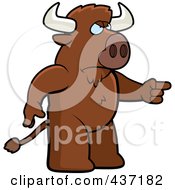 Poster, Art Print Of Angry Buffalo Standing And Pointing His Finger To The Right