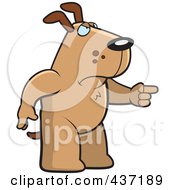 Angry Dog Standing And Pointing His Finger To The Right
