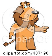Poster, Art Print Of Angry Lion Standing And Pointing His Finger To The Right